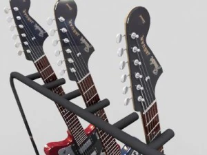 guitarra el&eacute;trica e suporte fender jaguarh Modelo 3D