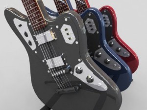 fender jaguarhhelectric guitar and stand 3D 模型