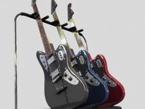 guitarra el&eacute;trica e suporte fender jaguarh Modelo 3D