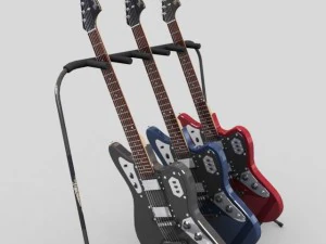 guitarra el&eacute;trica e suporte fender jaguarh Modelo 3D