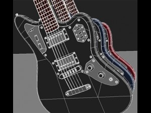 fender jaguarhhelectric guitar and stand 3D 模型