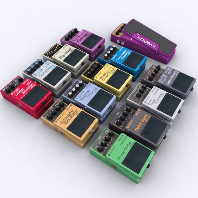 guitar effect collection 3D 模型 .c4d .max .obj .3ds .fbx .stl .blend 