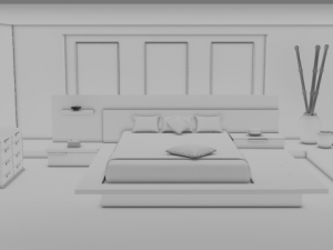red and black bedroom 3D 模型