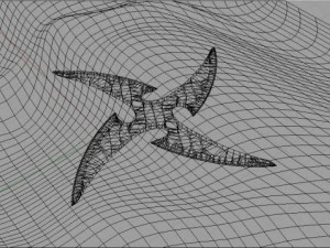 4 point curved shuriken 3D Model