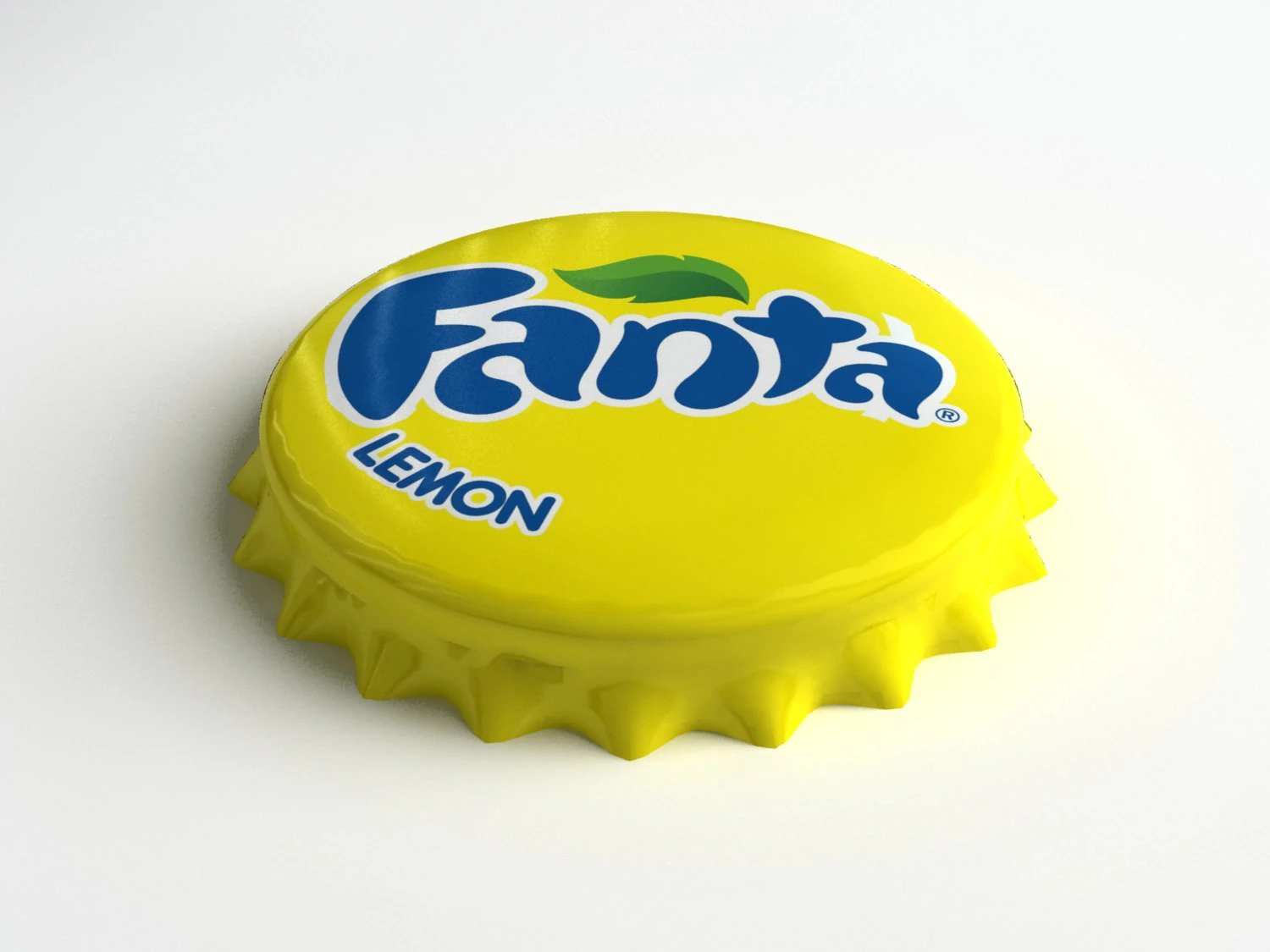fanta lemon bottle tin cap 3D Model .c4d .max .obj .3ds .fbx .stl .blend 