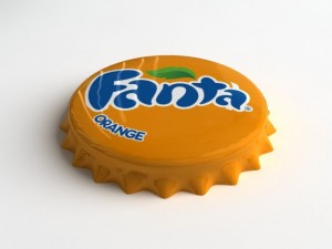 fanta orange bottle tin cap Modello 3D