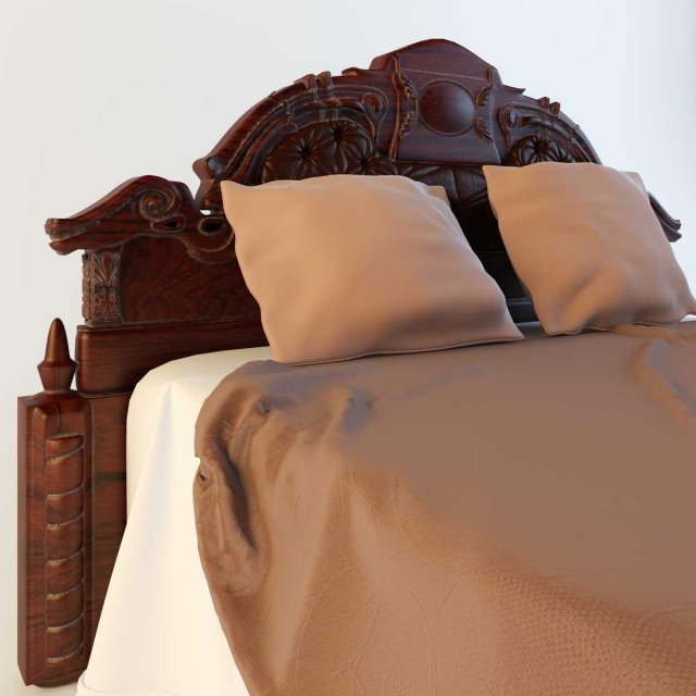 classic double bed Modelo 3D .c4d .max .obj .3ds .fbx .stl .blend 