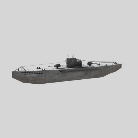 wwii submarine uboat 3D Model .c4d .max .obj .3ds .fbx .stl .blend 