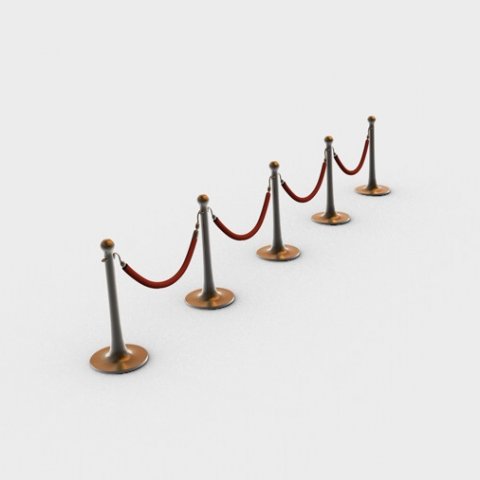 stanchions and rope barrier 3Dモデル .c4d .max .obj .3ds .fbx .stl .blend 