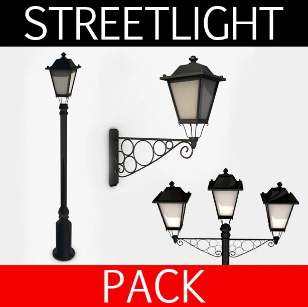 streetlight pack 3D Model .c4d .max .obj .3ds .fbx .stl .blend 