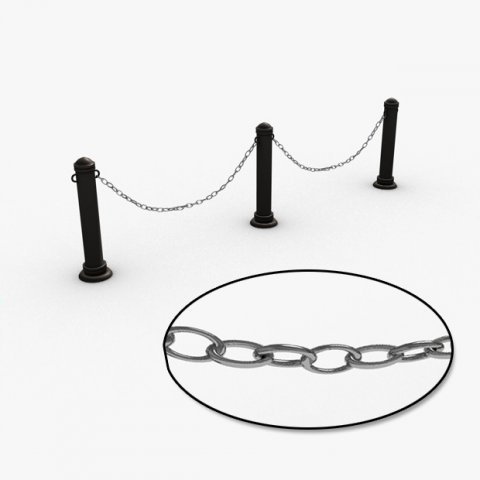 stanchions and chain barrier 3D Model .c4d .max .obj .3ds .fbx .stl .blend 