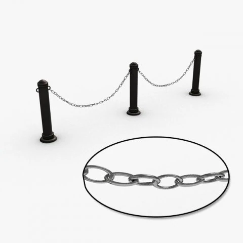 stanchions and chain barrier 3D Model .c4d .max .obj .3ds .fbx .stl .blend