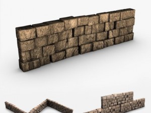 stone block wall module Modello 3D
