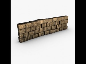 stone block wall module Modello 3D