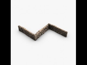 stone block wall module Modello 3D