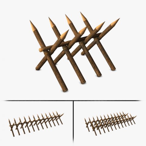 wood log barricade Modello 3D .c4d .max .obj .3ds .fbx .stl .blend