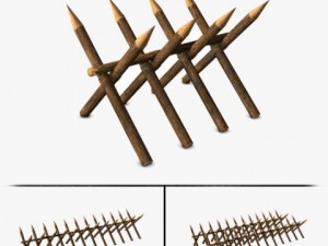 wood log barricade Model 3D