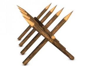 wood log barricade Model 3D