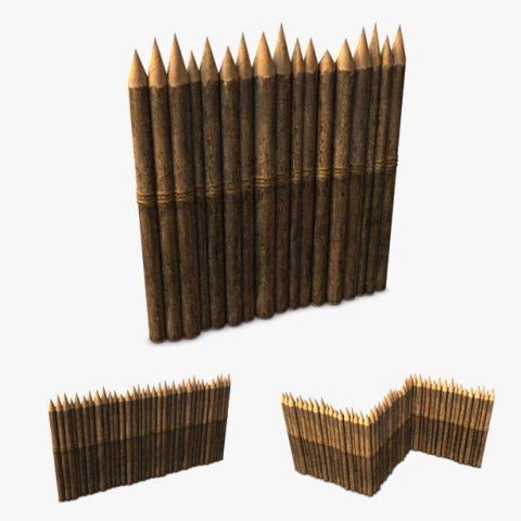 stockade fencing 3D Модель .c4d .max .obj .3ds .fbx .stl .blend 