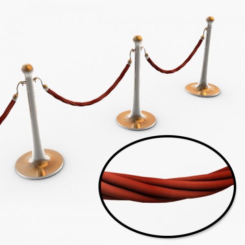 stanchions and rope barrier hd 3D Model .c4d .max .obj .3ds .fbx .stl .blend 