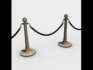 stanchions and rope barrier hd 3D Model