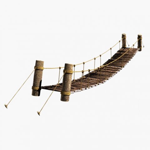 rope and wood plank suspension bridge Modelo 3D .c4d .max .obj .3ds .fbx .stl .blend 