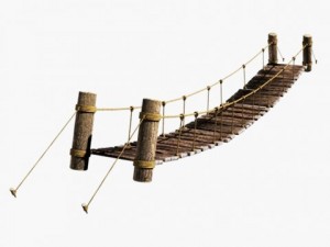 rope and wood plank suspension bridge Model 3D