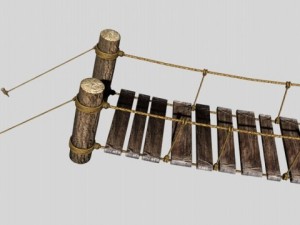 rope and wood plank suspension bridge Modelo 3D