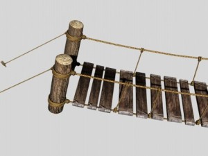 rope and wood plank suspension bridge Modelo 3D