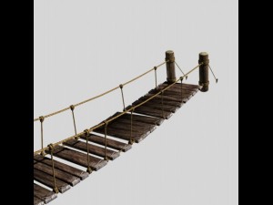 rope and wood plank suspension bridge Modelo 3D
