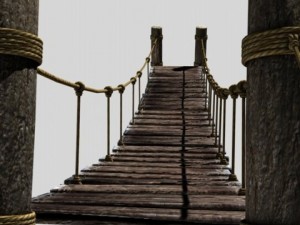 rope and wood plank suspension bridge Modelo 3D