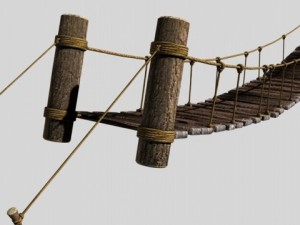 rope and wood plank suspension bridge Modelo 3D