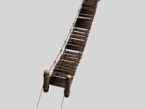 rope and wood plank suspension bridge Modelo 3D