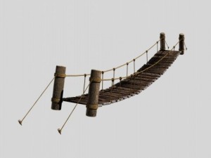 rope and wood plank suspension bridge Modelo 3D