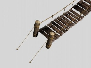 rope and wood plank suspension bridge Modelo 3D
