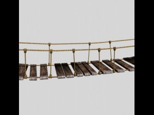 rope and wood plank suspension bridge Modelo 3D