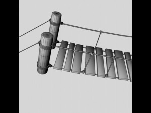rope and wood plank suspension bridge Modelo 3D