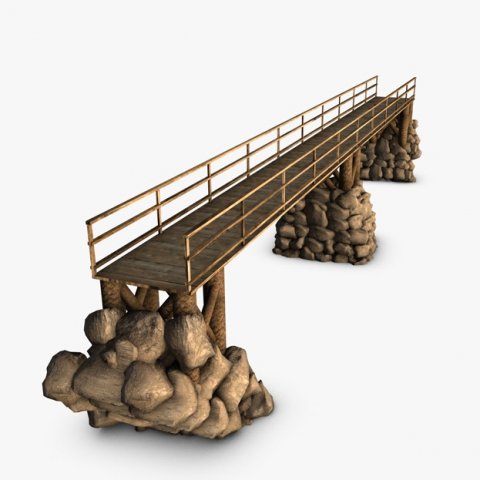 wood bridge stone support 3D Модель .c4d .max .obj .3ds .fbx .stl .blend 