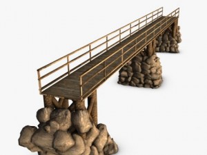 wood bridge stone support 3D Model