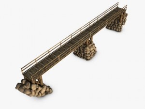wood bridge stone support 3D Модель