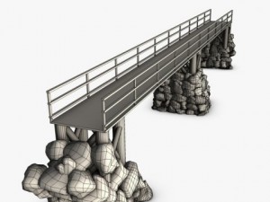 wood bridge stone support 3D Модель