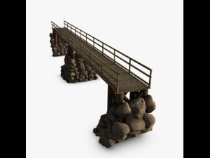 wood bridge stone support 3D Модель