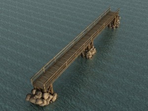 wood bridge stone support 3D Модель