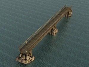 wood bridge stone support 3D Model