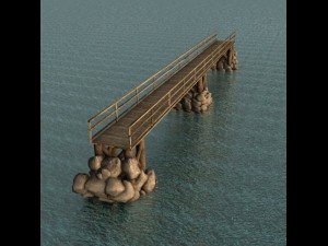 wood bridge stone support 3D Модель