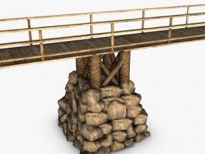 wood bridge stone support 3D Модель