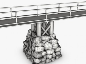 wood bridge stone support 3D Модель