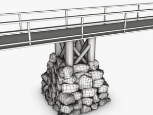 wood bridge stone support 3D Model