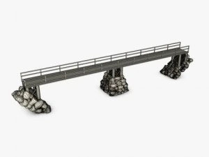 wood bridge stone support 3D Model