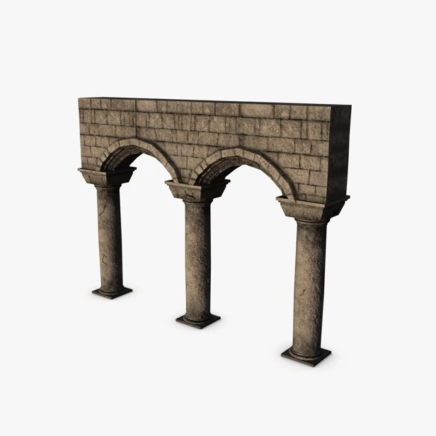 stone columns with arches 3D Model .c4d .max .obj .3ds .fbx .stl .blend